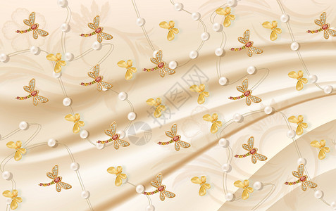 装饰风格3D壁纸奢侈品花岗的金蝴蝶颜色图片