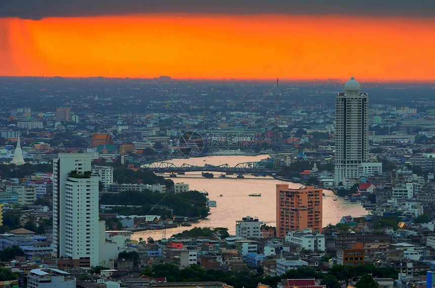 风景优美超人类发展报告曼谷风景图象曼谷潮河暴风雨之夜一带的曼谷景观市中心图片