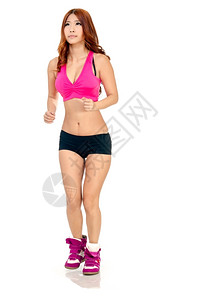 华丽的女健身活动腹肌跑人们图片
