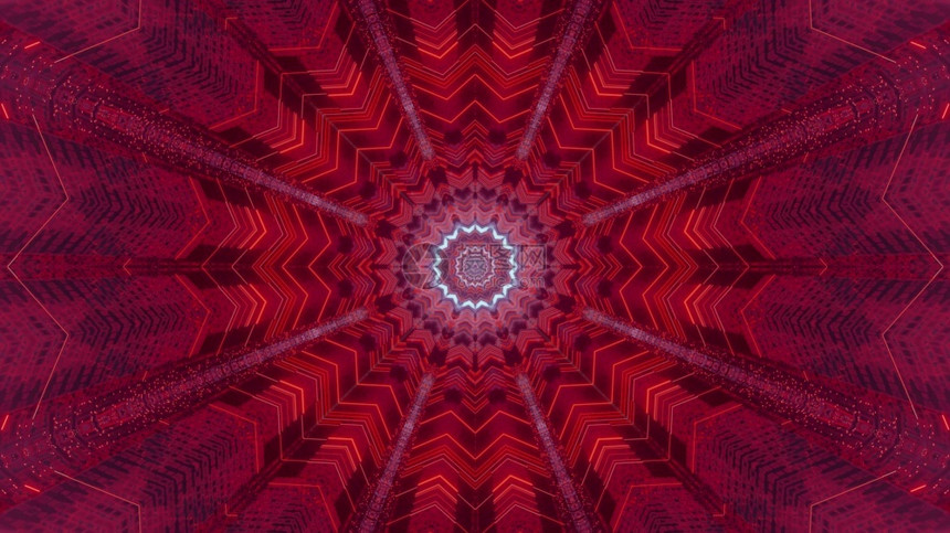 凉爽的未来派红色抽象4k超高清花形霓虹隧道3d插图背景壁纸红色抽象花形霓虹隧道插图背景壁纸玫瑰图片