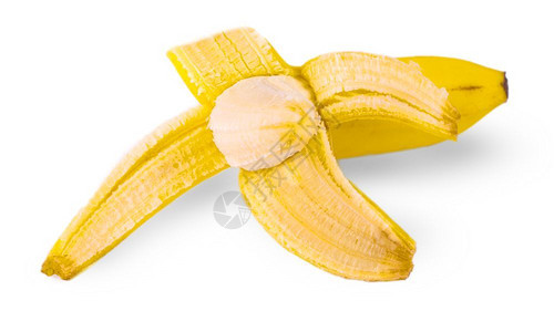 剥离香蕉被孤立在白色背景上剥皮活力水果图片