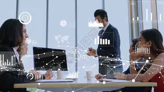 商业数据分析技术的创意视觉营销分析和投资决策的数字据概念商业分析技术的创意视觉公司男人金融背景图片