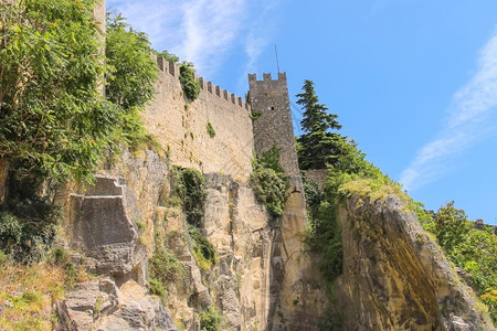 欧洲建筑学山圣马力诺利堡垒墙圣马力诺图片