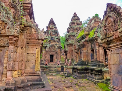 结石亚洲旅游BanteaySrei废墟寺庙吴哥暹粒柬埔寨图片
