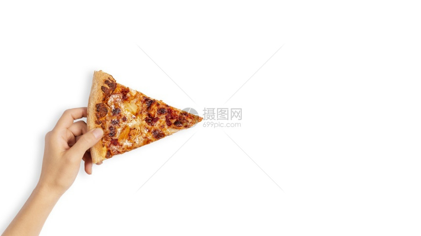 意大利辣香肠比萨饼的顶部视图意大利食品街头快餐的概念带复制空间的意大利辣香肠比萨片街头食品带复制空间的横幅街道白色可口图片