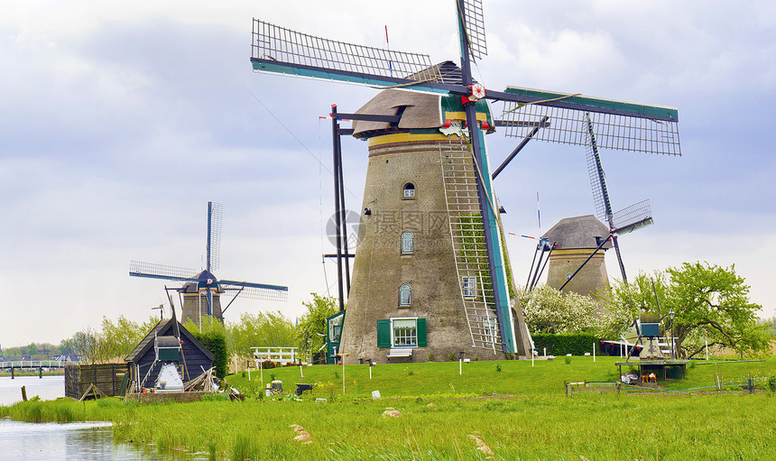 文化假期Kinderdijk传统荷兰风车泵水教科文组织世界遗产荷兰欧洲冷静的图片