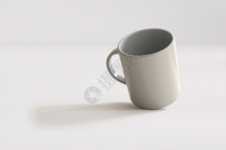 瓷白美甲素材马克杯使成为3d白杯在色背景上隔离的白色杯子适合你的设计元素家插画