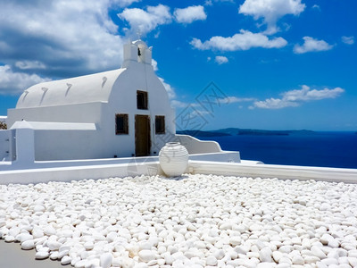 希腊CycladesSantorini岛传统海爱琴佩里萨图片