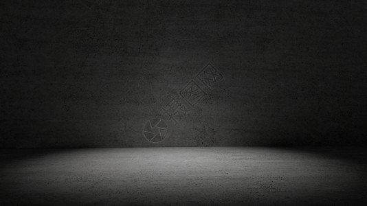 包围空的暗光混凝土房间围墙背景聚光灯在水泥房间中抽象和墙纸概念室内建筑主题复制空间3D插图渲染黑暗的背景图片