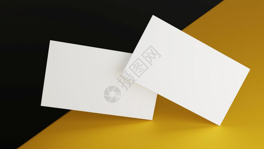 多款黄黑广告颜色在黄黑肤表背景上堆叠白纸牌的模型用于品牌展示模板的支出用途背景概念35x2英寸纸张尺包括3D插图显示的印刷品352英寸布设计图片