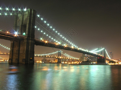 布鲁克林桥和曼哈顿晚上纽约市风景公园自由建造高清图片素材
