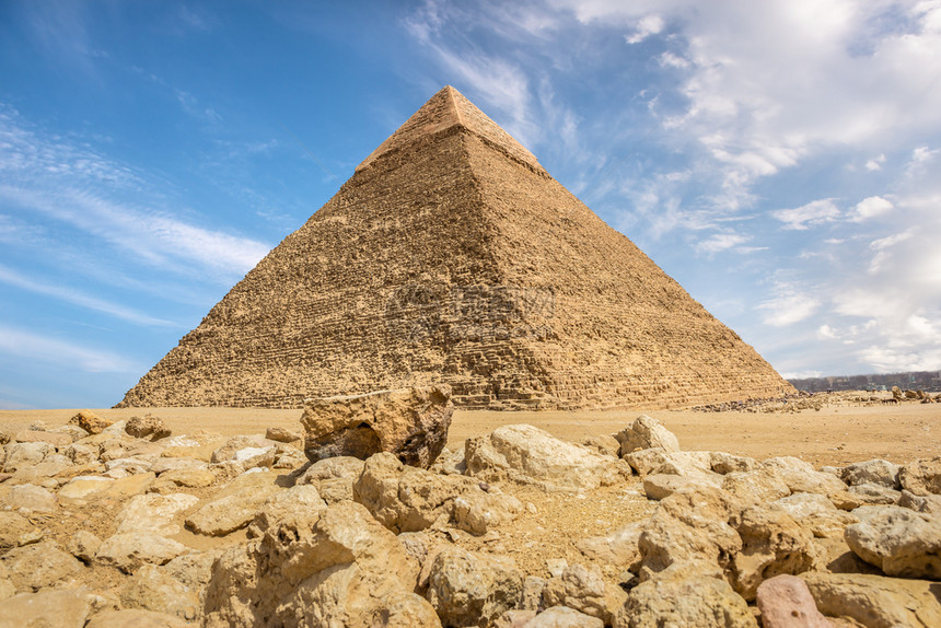 纪念碑胡夫吉扎沙漠哈法尔开罗金字石和头的海夫雷大金字塔Khafre景观图片