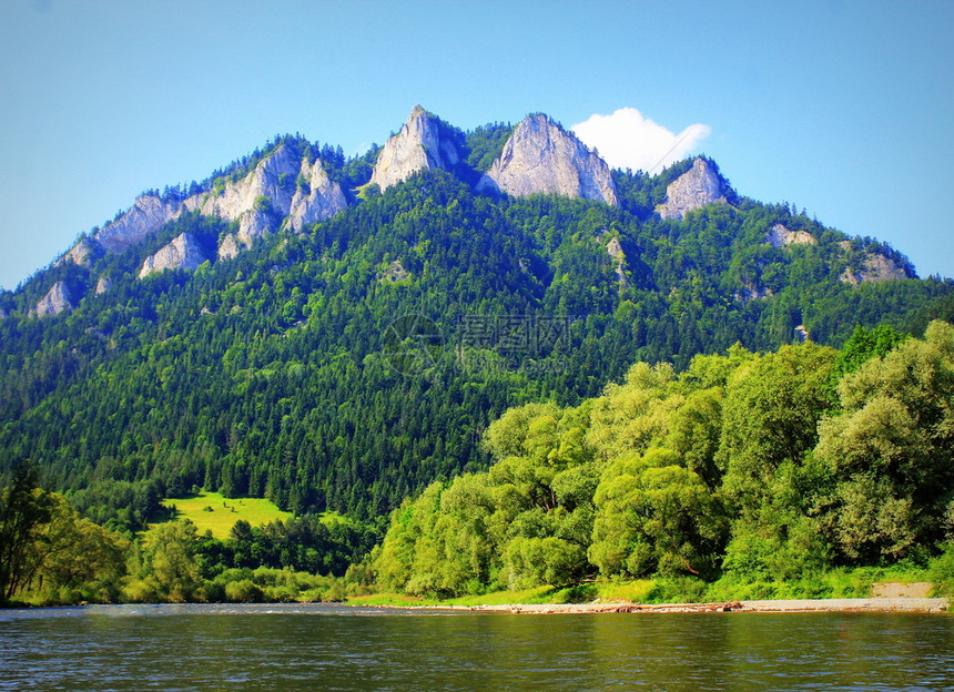 旅行欧洲Dunajec河和三冠峰夏季在Pieniny山脉波兰Dunajec山脉波兰生态系统图片