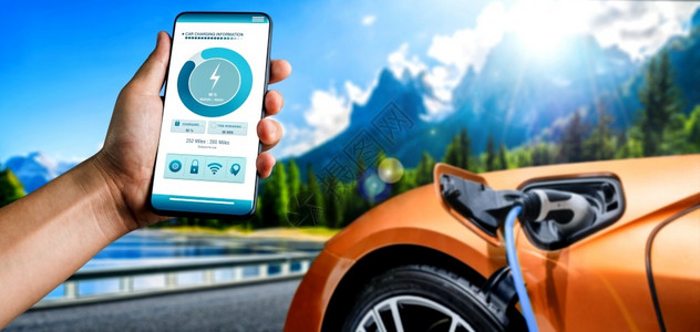 手机应用充电手机应用程序显示汽车的充电器状态背景