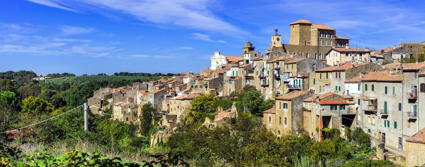 传统的中世纪山丘顶峰村庄borgo意大利Farnese拉齐奥地区旅游风景优美历史图片