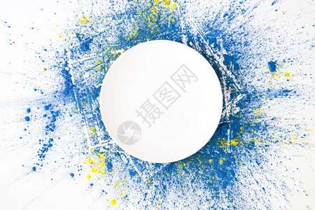 圆圈花纹内部的蓝晶白色圆黄明亮干燥颜多的背景