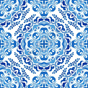 塔拉韦拉葡萄牙语陶瓷砖给Azulejotalvera瓷砖造织物的无缝装饰彩色阿拉伯瓷砖图案提供灵感c建筑材料Azulejotalvel设计图片