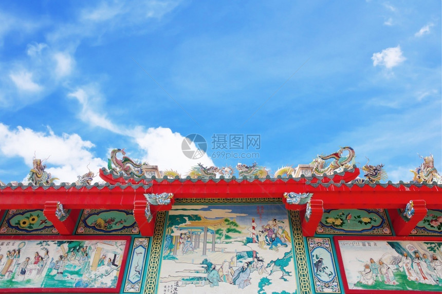 泰国曼谷JiaoTongChaoAi神社装饰艺术详情丰富多彩的遗产图片