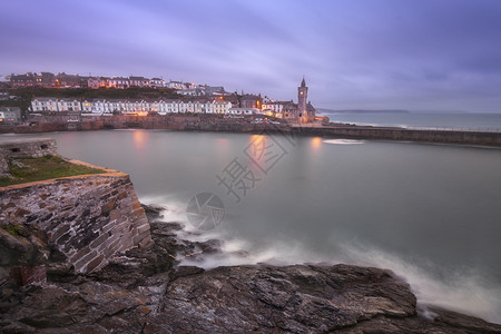 英国天际线晚上Porthleven天线联合王国康沃尔城市图片