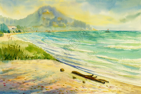 太平洋天气原始的海生物色彩多的绘画以及山地中的情感云层背景风海背景图片