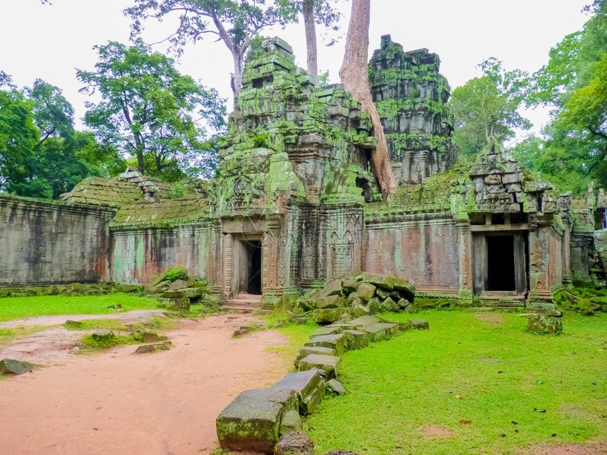 历史AngkorThom在柬埔寨暹粒摧毁寺庙宗教的图片