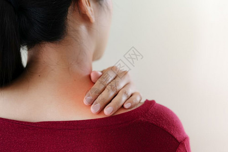 颈部疼痛不适的女性背景图片