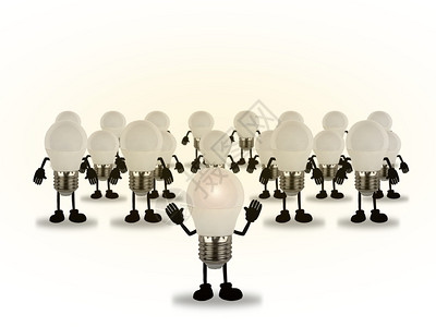 公司的创意灵感概念由白色背景的灯泡指挥一套集成工作投资图片