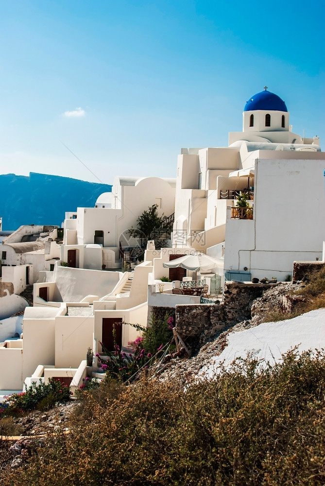 OiaSantorini希腊以美丽的浪漫日落闻名旅游屋山图片