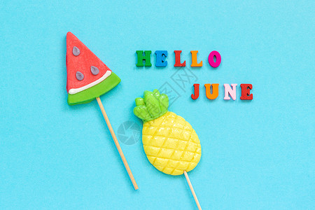 6月菠萝和西瓜棒棒糖图片