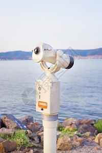 范围放大夏天的望远镜太阳海滩夏天的望远镜大海滩伸缩图片