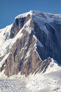 细节谷垂直的美丽山峰由岩层覆盖着垂直脊和冰川的岩石组成图片