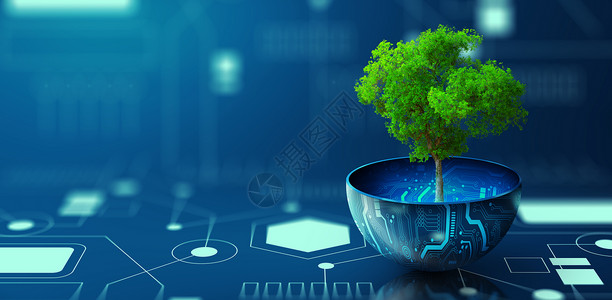 道德与法治电脑工程企业社会责任绿色电子计算技术ITCsr和信息技术伦理概念在数字植物锅上种树木生态技术与融合设计图片
