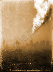 地球复古的气体工厂大空污染的反光照片工厂造成的大气空污染图片