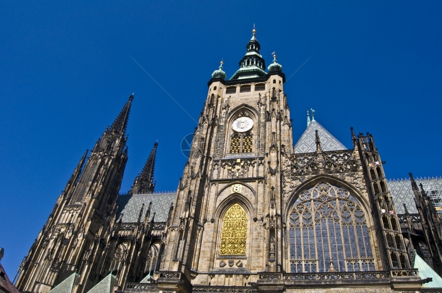 城市的布拉格著名圣维多大教堂详情蓝色老图片