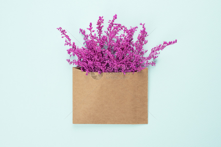 信封中的紫色花朵图片