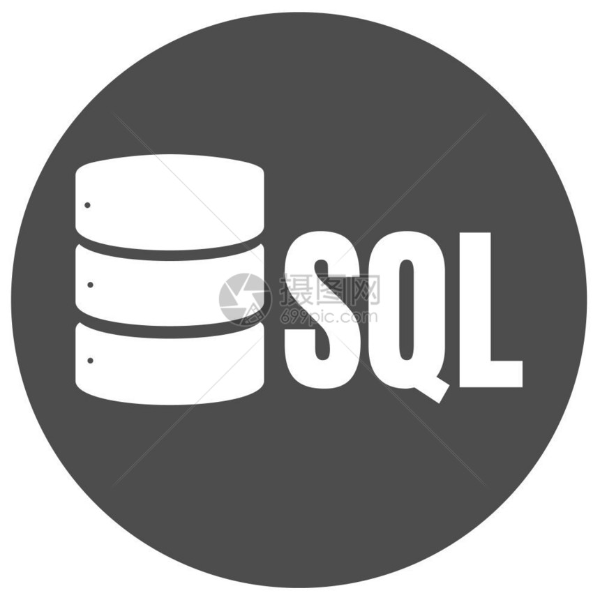 系统服务器互联网SQL数据库图标志设计UI或UX应用程序SQL应用程序在圆形框架中带有阴影的白色铭文图片