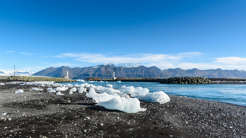 水乔库萨龙冰川环礁湖山的美丽景象冰岛选择重点极海洋图片