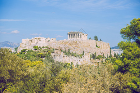 希腊雅典市安特罗波利斯和山峰2019年月日建造堡垒古董图片