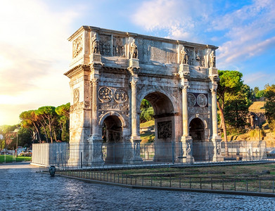 雕像康斯坦丁大拱门意利罗马的著名里程碑的古董图片