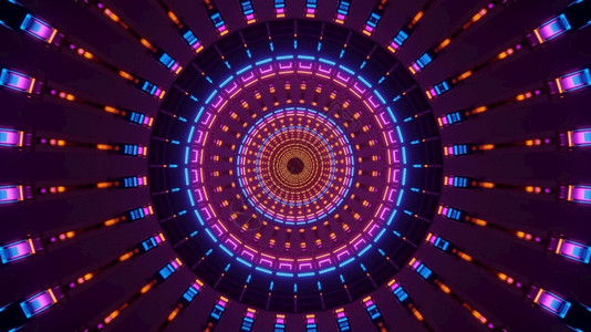 令人费解的大规模紫混合共心飞行4kuhd3d插图背景Scifi照明激光环绕插图背景超高清精心制作的弯曲设计图片