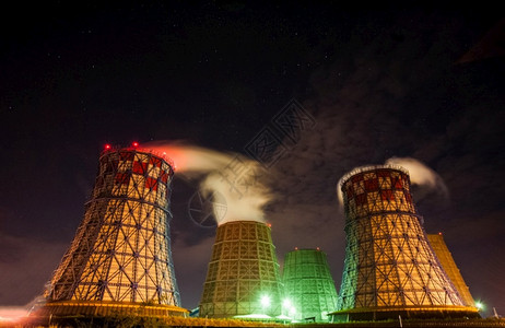 原子日出宽的核电站冷却塔蒸汽滚的宽管道核电站冷却塔图片