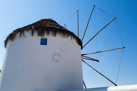 地标基克拉泽斯米科诺白天著名的风力磨坊美丽图片
