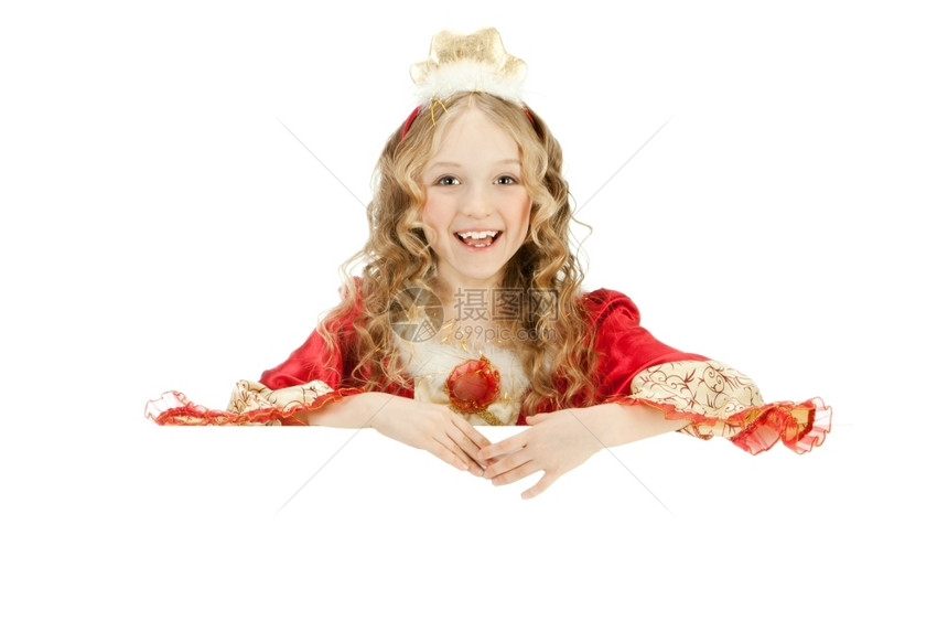 信息诺维科夫帝国美丽的笑小女孩长着金头发的美丽女孩穿着公主服装展示标志图片