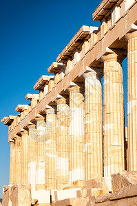 希腊众神遗产Partenon是希腊古城中幸存下来的最重要建筑古董的背景