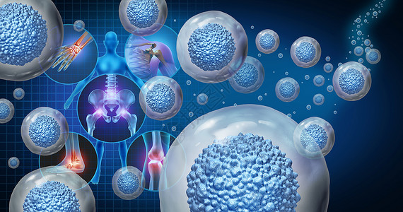 疮核Stem细胞疗法和疼痛关节治疗作为多细胞生物的有机体用于细胞治疗因衰老或运动及与3D插图元素有关的工作而受伤或关节炎病医疗的到设计图片