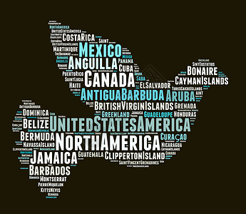 开曼群岛皮埃尔密克隆格林纳达北美各州和领土字词云概念的北美洲州和领土博内尔岛设计图片