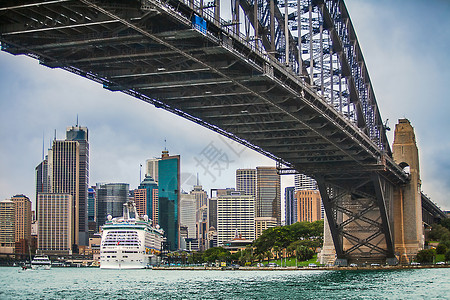悉尼与新南威尔士港湾桥之景杰克逊具体的铁图片