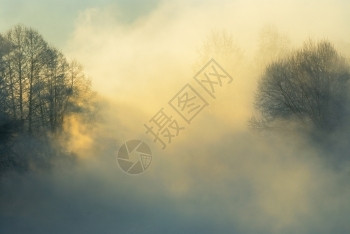 阴霾灯光选择2013二月黎明寒冷的一天雾与太阳月图片