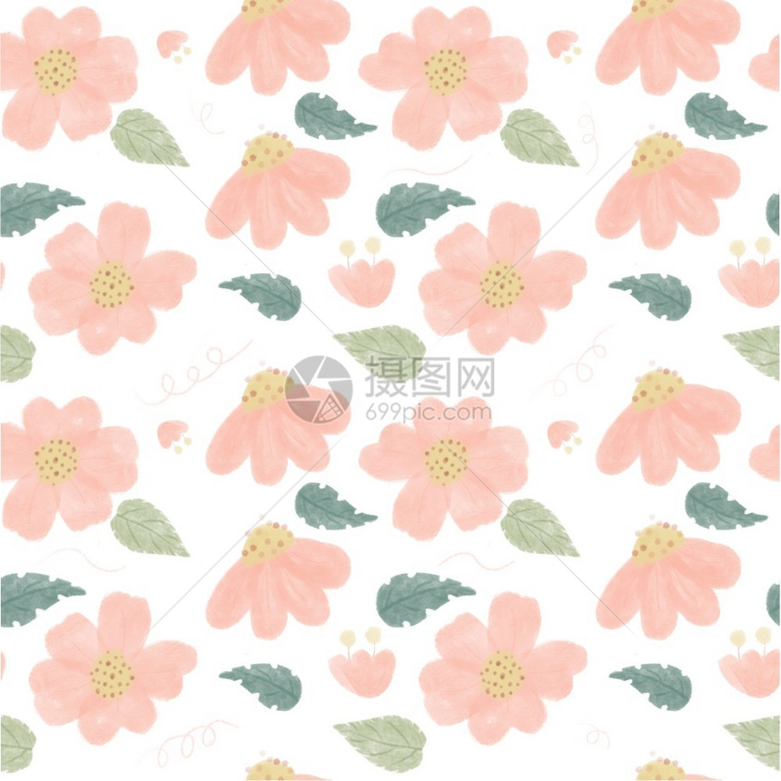 植物装饰品粉色的彩水颜可爱的粉红雏菊型无缝背景纸上礼品包装印刷的想法背景墙壁艺术书封面图片
