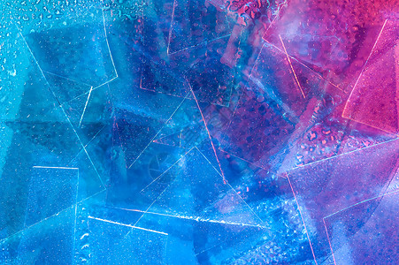 809年代风格的抽象时尚全息背景碎玻璃和明亮酸色水滴的真实质感SynthwaveVaporwavewebpunk大众现实主义美学背景图片